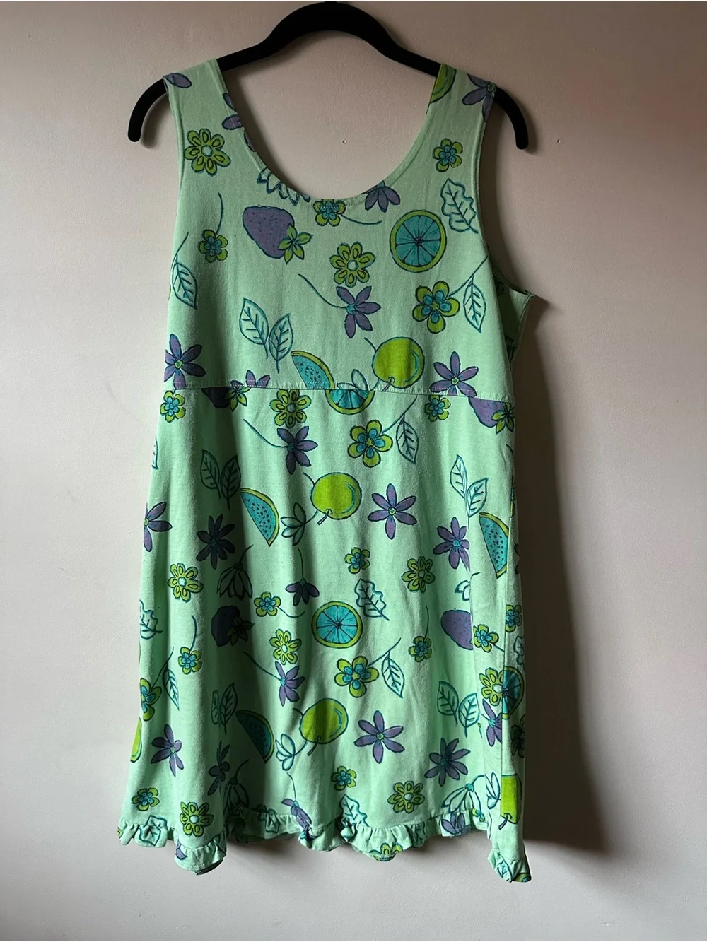 Vintage 90s Fruit Print Sun Dress Beach Summer